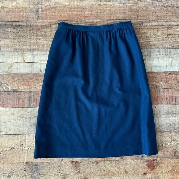 Pendleton Womens Navy Blue Wool Skirt Size 14 Made In USA Vintage Mid-Length - Picture 6 of 6